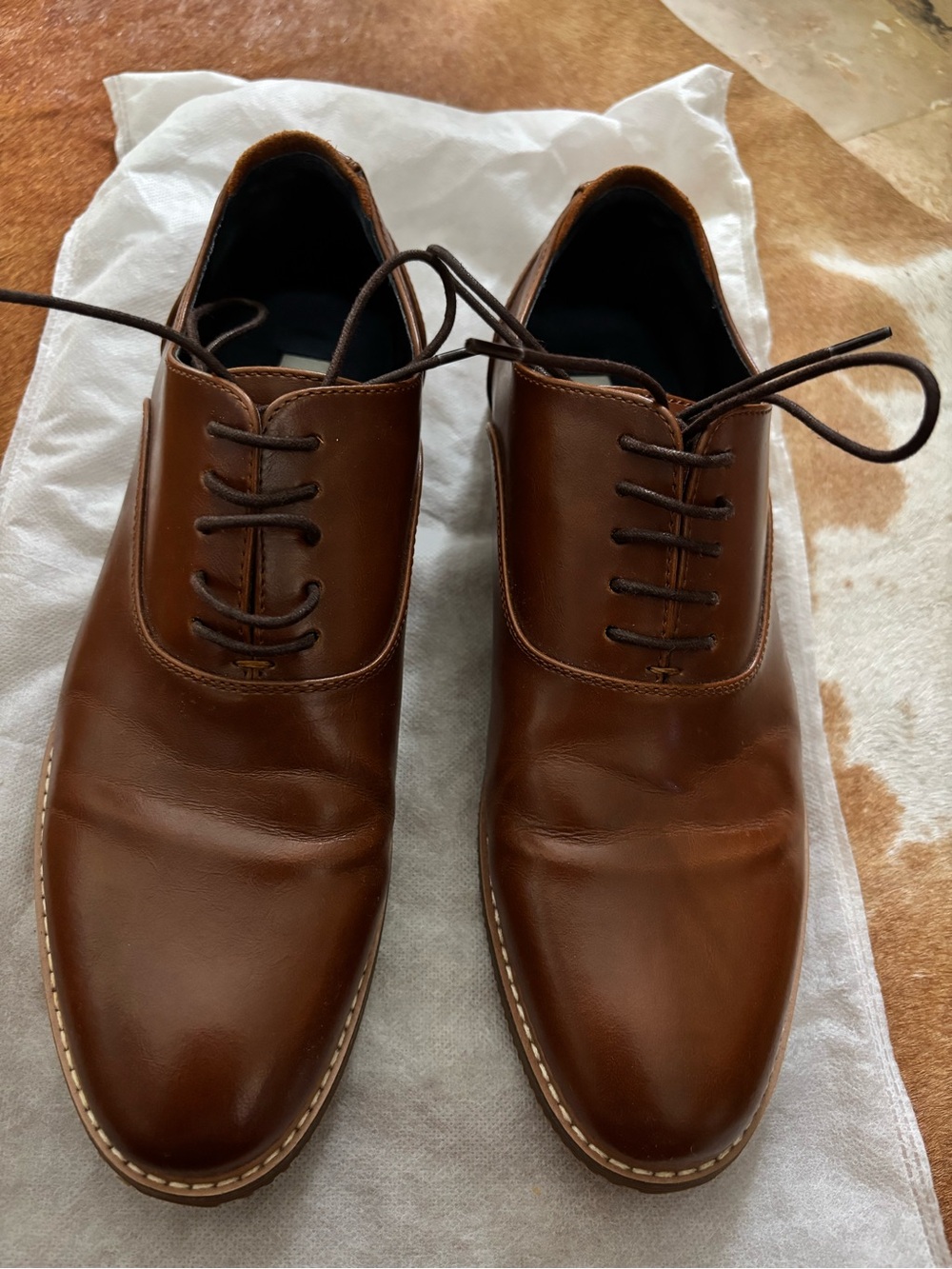 Steve Madden Men's Cognac Brown Leather Derby Shoes
